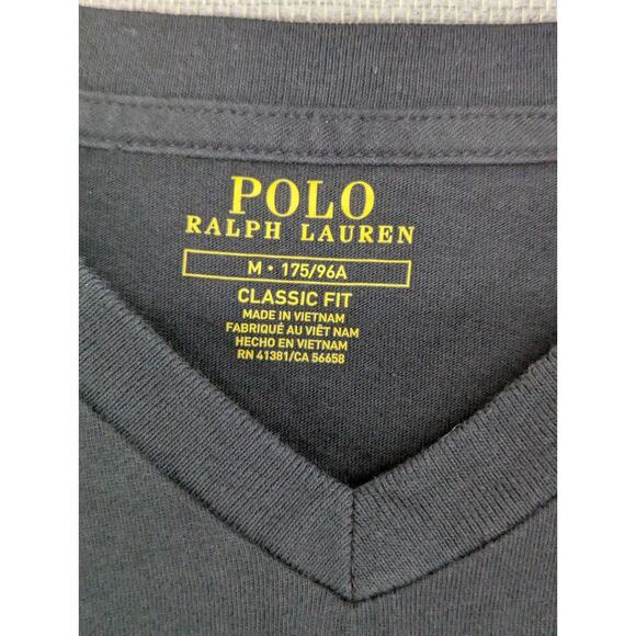 Polo Ralph Lauren TShirt Size Medium VNeck Classic Fit Black -0825F17 - Picture 2 of 7